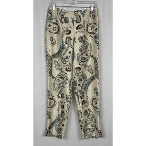 Vintage Y2K Dressbarn Women’s Size 8 Paisley Print Slub Texture Pants